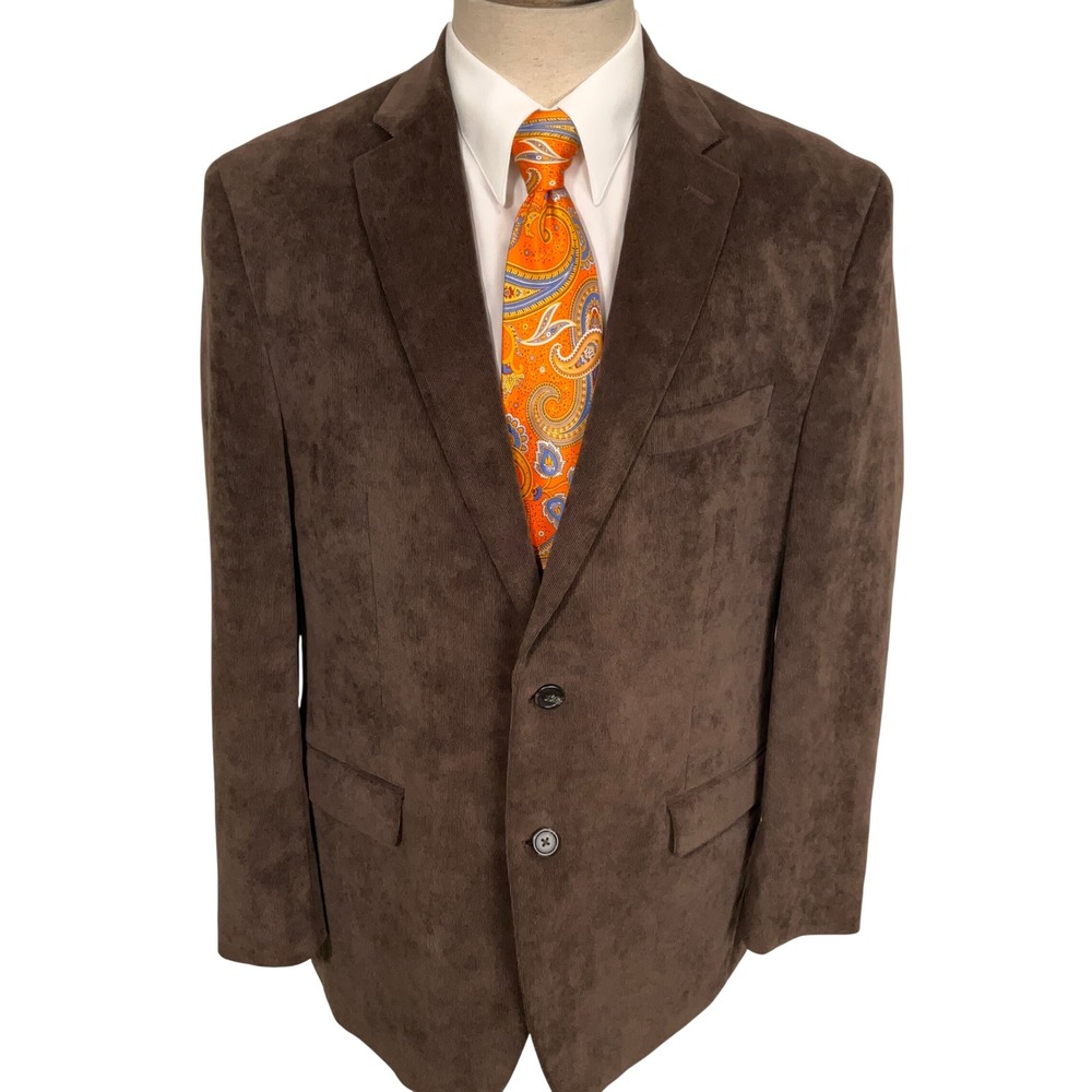 Chaps Blazer Mens 42R Brown Corduroy Professor 2 Button Ivy League Jacket